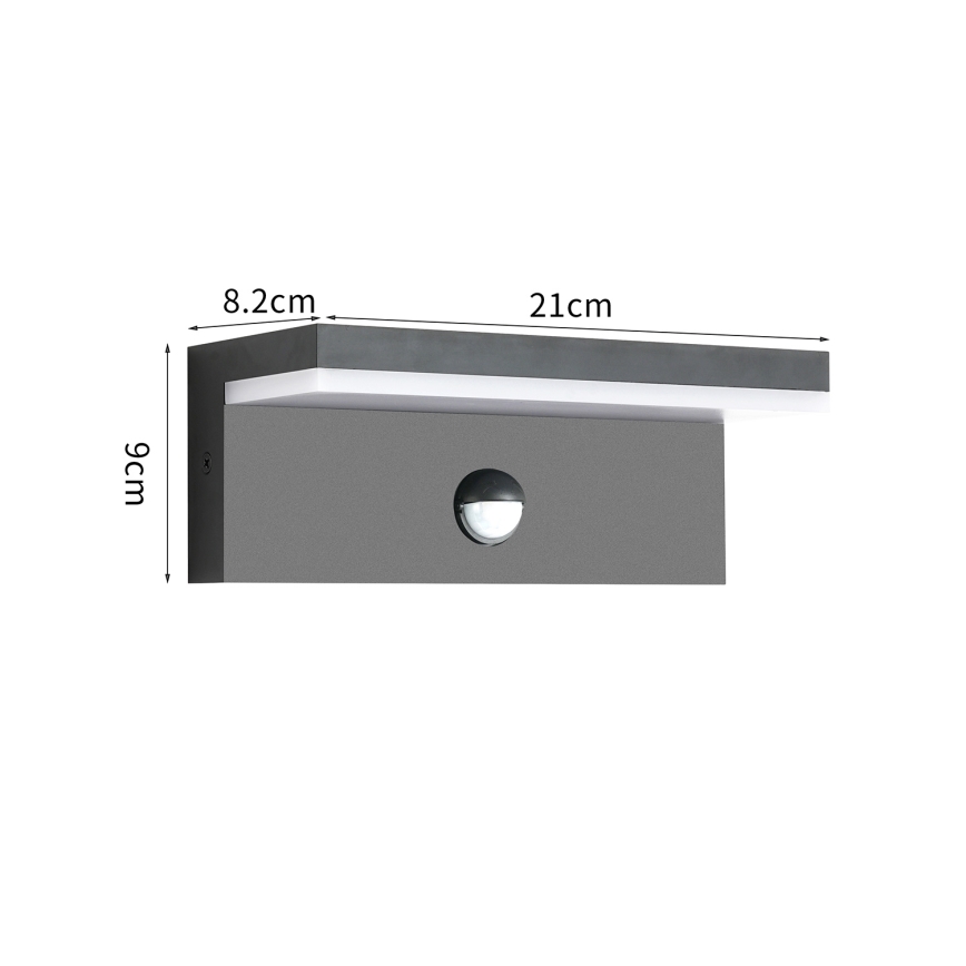 Brilagi - Luminária de Parede Externa LED com Sensor TESSI LED/10W/230V antracite IP54