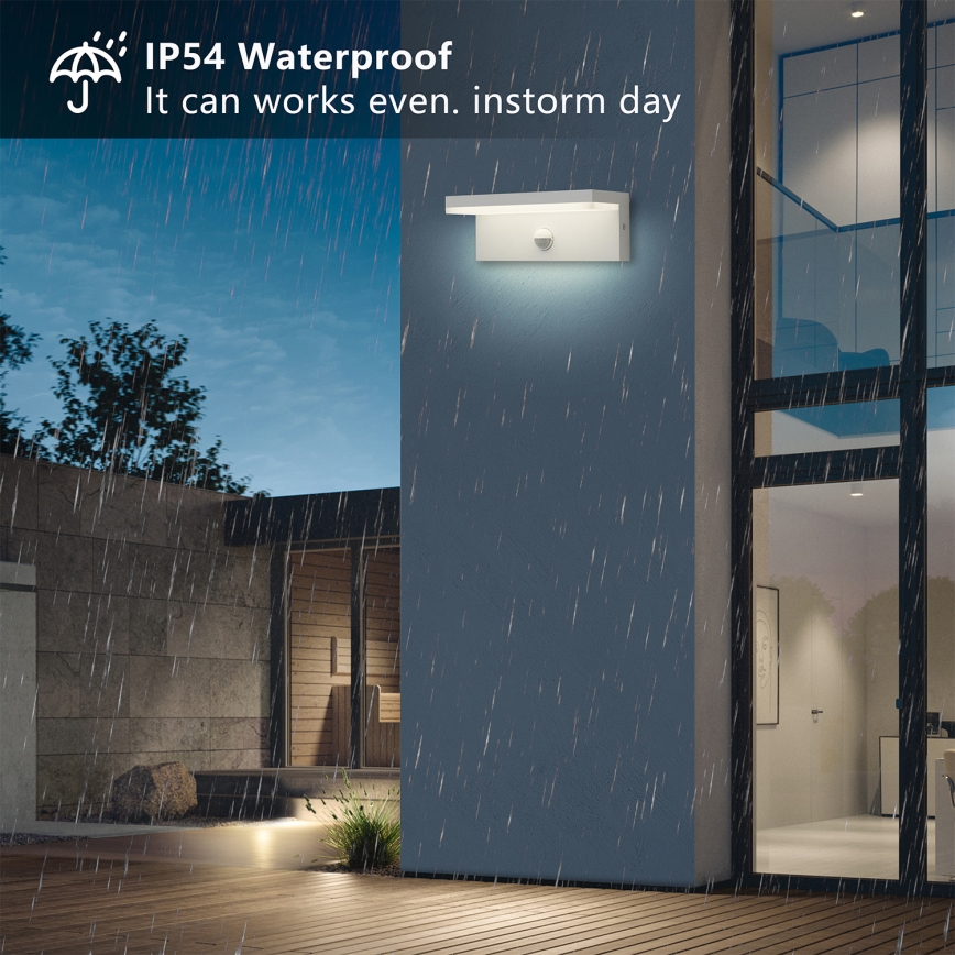 Brilagi - Aplique de parede LED para exterior com sensor TESSI LED/10W/230V branco IP54