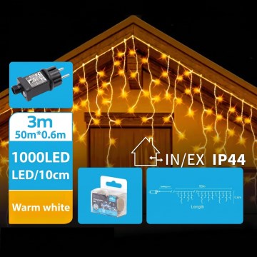 BRILAGI - LED Cadeia de luzes de Natal para exterior 1000xLED/9W/8 funções 53m IP44 branco quente