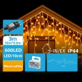 BRILAGI - LED Cadeia de luzes de Natal para exterior 600xLED/6W/8 funções 33x0,6m IP44 branco quente