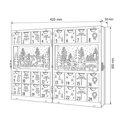 BRILAGI - LED Calendário do Advento LED/2xAA