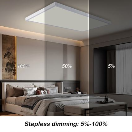 Brilagi - Luminária de tecto LED dimerizável para casa de banho FRAME SMART LED/96W/230V 120x60 cm 3000-6000K IP44 branca + controlo remoto