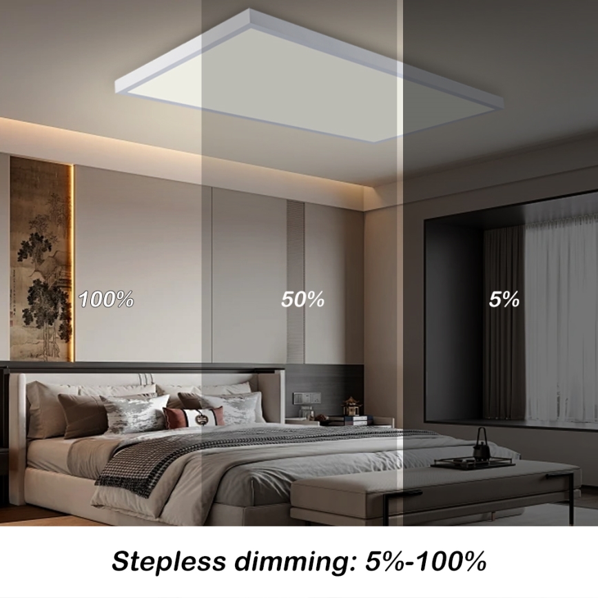 Brilagi - Luminária de tecto LED dimerizável para casa de banho FRAME SMART LED/96W/230V 120x60 cm 3000-6000K IP44 branca + controlo remoto