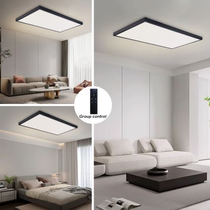 Brilagi - Candeeiro de tecto LED regulável para casa de banho FRAME SMART LED/96W/230V 120x60 cm 3000-6000K IP44 preto + controlo remoto