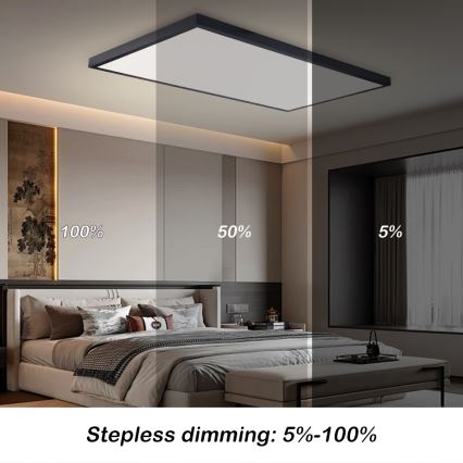 Brilagi - Candeeiro de tecto LED regulável para casa de banho FRAME SMART LED/96W/230V 120x60 cm 3000-6000K IP44 preto + controlo remoto