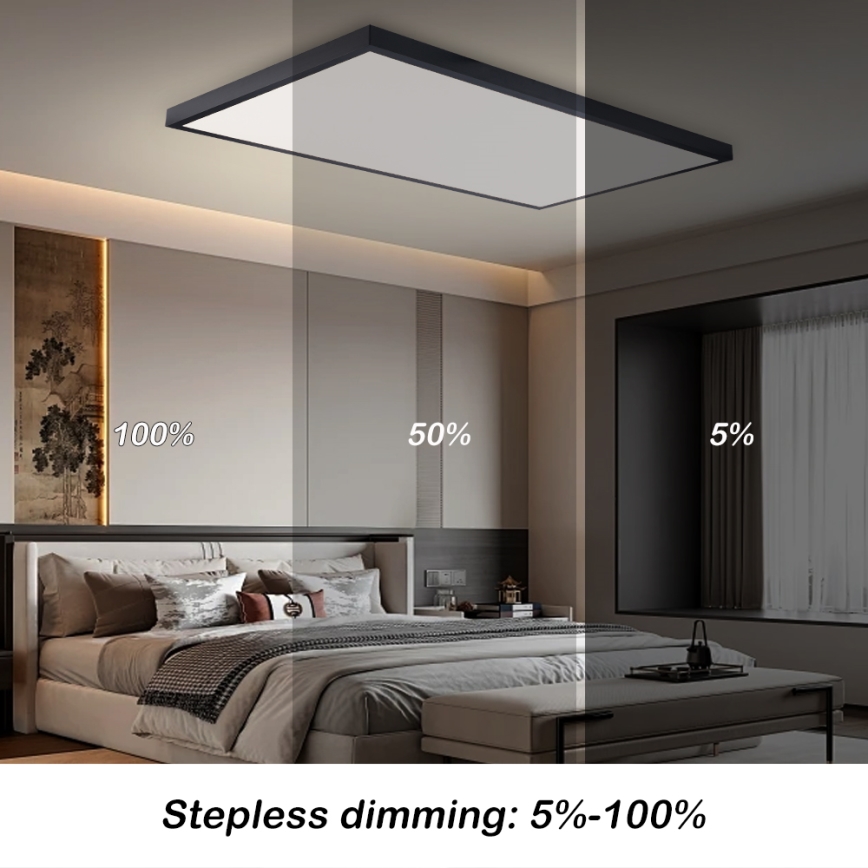 Brilagi - Candeeiro de tecto LED regulável para casa de banho FRAME SMART LED/96W/230V 120x60 cm 3000-6000K IP44 preto + controlo remoto