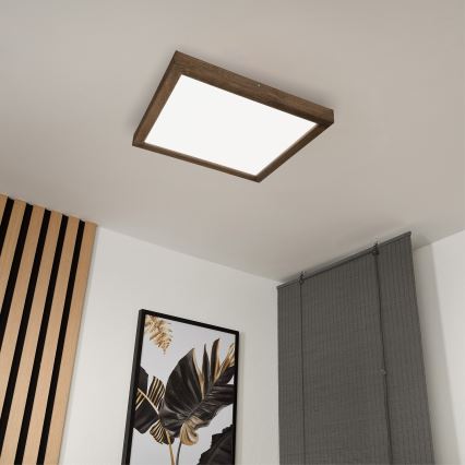 Brilagi - Candeeiro de tecto LED para casa de banho WOODY FRAME LED/40W/230V 60x60 cm IP44, acabamento carvalho/ nogueira