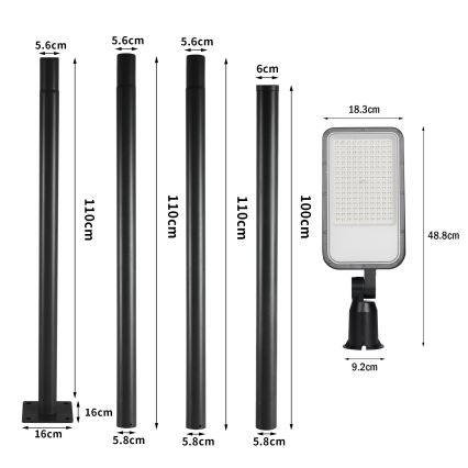 Brilagi - Luminária de rua LED para exterior com poste e braço articulado de 4 m URBANLIGHT LED/100W/230V preta IP65