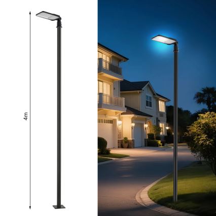 Brilagi - Luminária de rua LED para exterior com poste e braço articulado de 4 m URBANLIGHT LED/100W/230V preta IP65