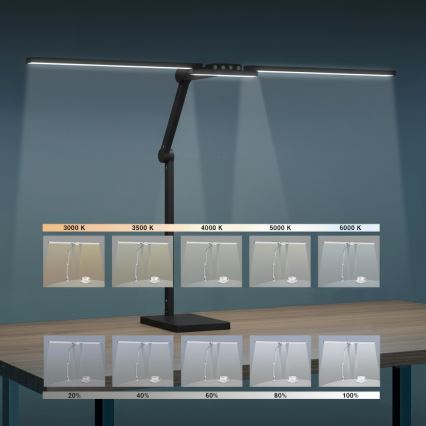 Brilagi - Lâmpada de mesa tátil regulável VARIO LED/24W/230V 3000-6500K CRI 92 preta