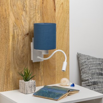 Brilagi - LED Candeeiro de parede flexível NUBILA 1xE27/25W/230V + LED/3W branco/azul escuro