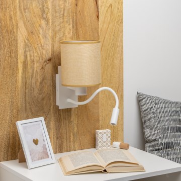 Brilagi - LED Candeeiro de parede flexível NUBILA 1xE27/25W/230V + LED/3W branco/castanho claro