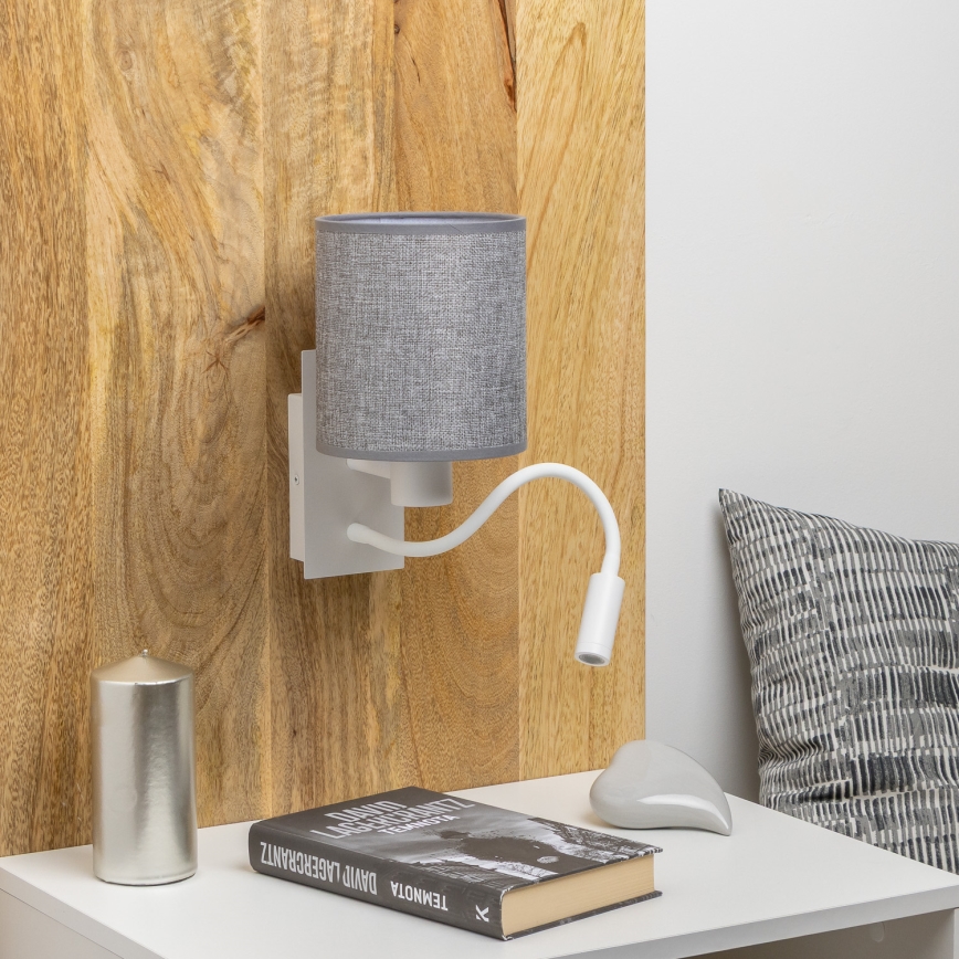 Brilagi - LED Candeeiro de parede flexível NUBILA 1xE27/25W/230V + LED/3W branco/cinzento