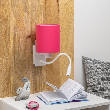 Brilagi - LED Candeeiro de parede flexível NUBILA 1xE27/25W/230V + LED/3W branco/rosa