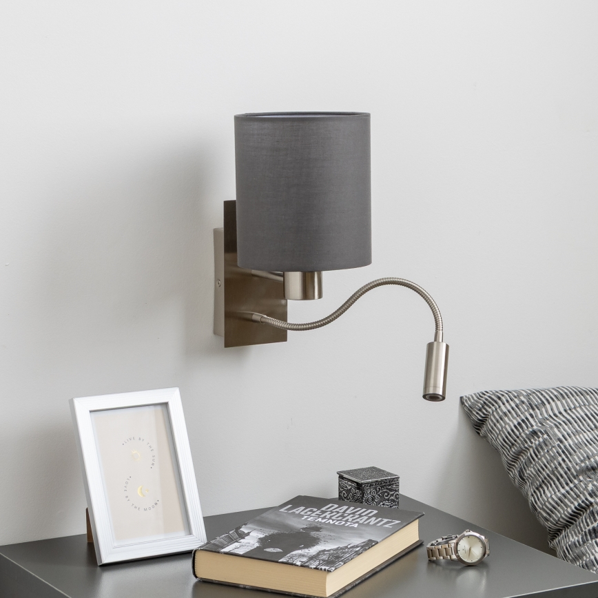 Brilagi - LED Candeeiro de parede flexível NUBILA 1xE27/25W/230V + LED/3W cromado mate/antracite