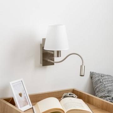 Brilagi - LED Candeeiro de parede flexível NUBILA 1xE27/25W/230V + LED/3W cromado mate/branco