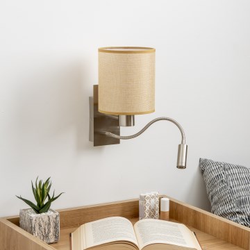 Brilagi - LED Candeeiro de parede flexível NUBILA 1xE27/25W/230V + LED/3W cromado mate/castanho claro