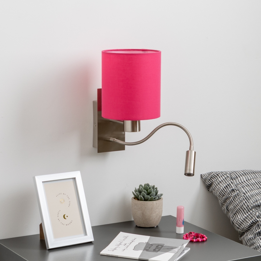 Brilagi - LED Candeeiro de parede flexível NUBILA 1xE27/25W/230V + LED/3W cromado mate/rosa