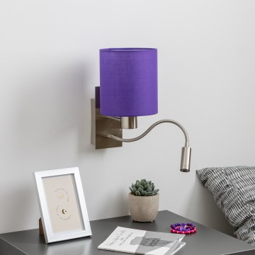 Brilagi - LED Candeeiro de parede flexível NUBILA 1xE27/25W/230V + LED/3W cromado mate/roxo