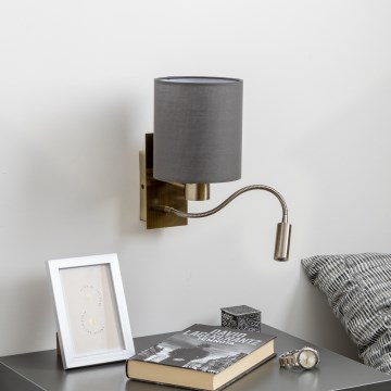 Brilagi - LED Candeeiro de parede flexível NUBILA 1xE27/25W/230V + LED/3W latão/antracite