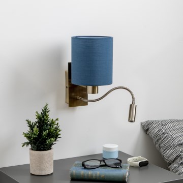 Brilagi - LED Candeeiro de parede flexível NUBILA 1xE27/25W/230V+ LED/3W latão/azul escuro