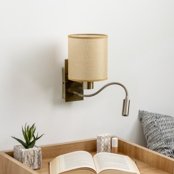 Brilagi - LED Candeeiro de parede flexível NUBILA 1xE27/25W/230V + LED/3W latão/castanho claro