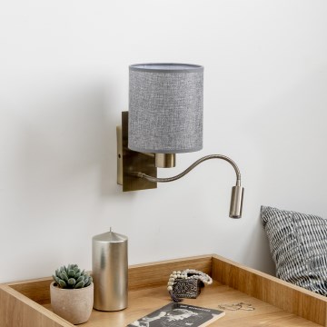 Brilagi - LED Candeeiro de parede flexível NUBILA 1xE27/25W/230V + LED/3W latão/cinzento