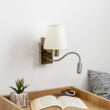 Brilagi - LED Candeeiro de parede flexível NUBILA 1xE27/25W/230V + LED/3W latão/creme