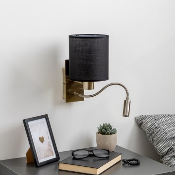 Brilagi - LED Candeeiro de parede flexível NUBILA 1xE27/25W/230V + LED/3W latão/preto