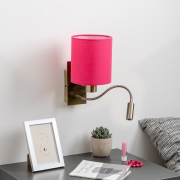 Brilagi - LED Candeeiro de parede flexível NUBILA 1xE27/25W/230V + LED/3W latão/rosa