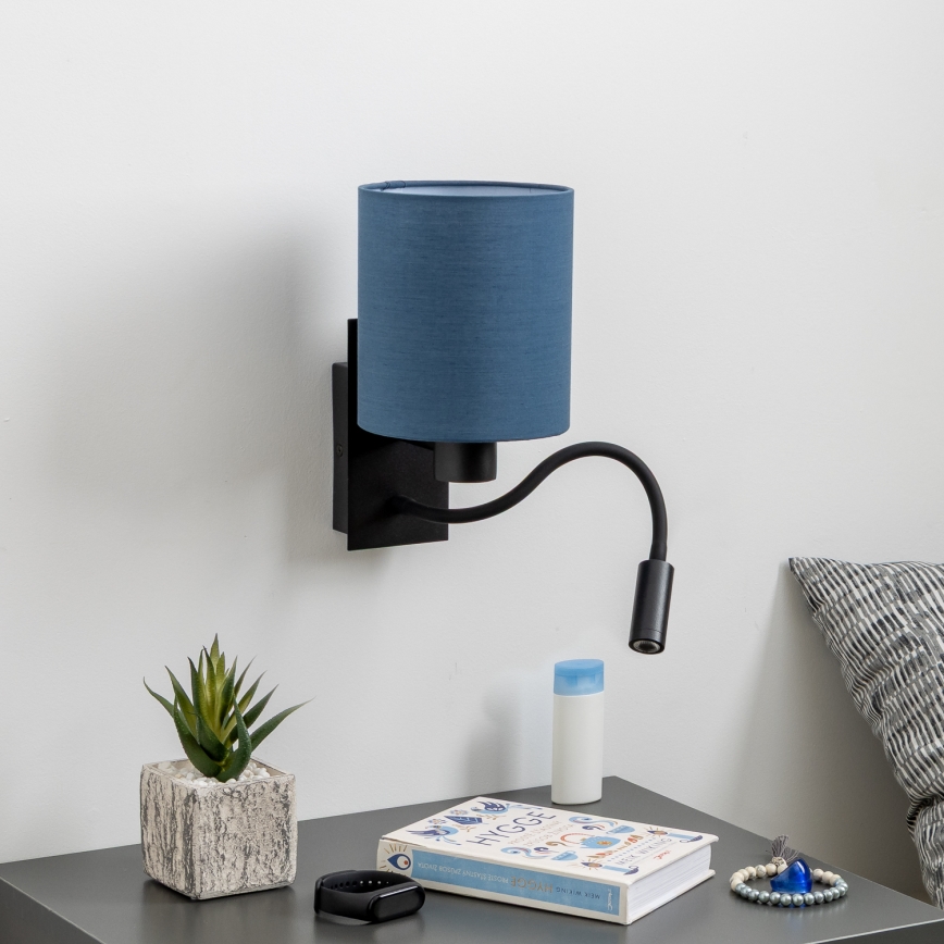 Brilagi - LED Candeeiro de parede flexível NUBILA 1xE27/25W/230V + LED/3W preto/azul escuro