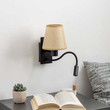 Brilagi - LED Candeeiro de parede flexível NUBILA 1xE27/25W/230V + LED/3W preto/castanho claro