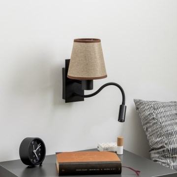 Brilagi - LED Candeeiro de parede flexível NUBILA 1xE27/25W/230V + LED/3W preto/castanho