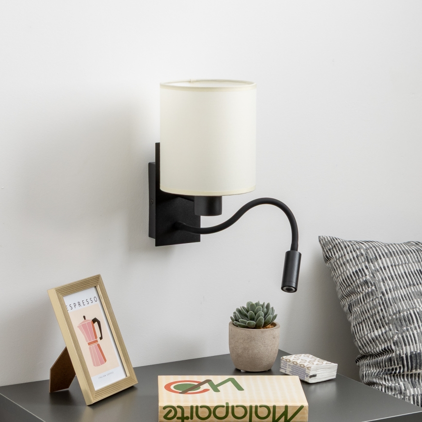 Brilagi - LED Candeeiro de parede flexível NUBILA 1xE27/25W/230V + LED/3W preto/creme