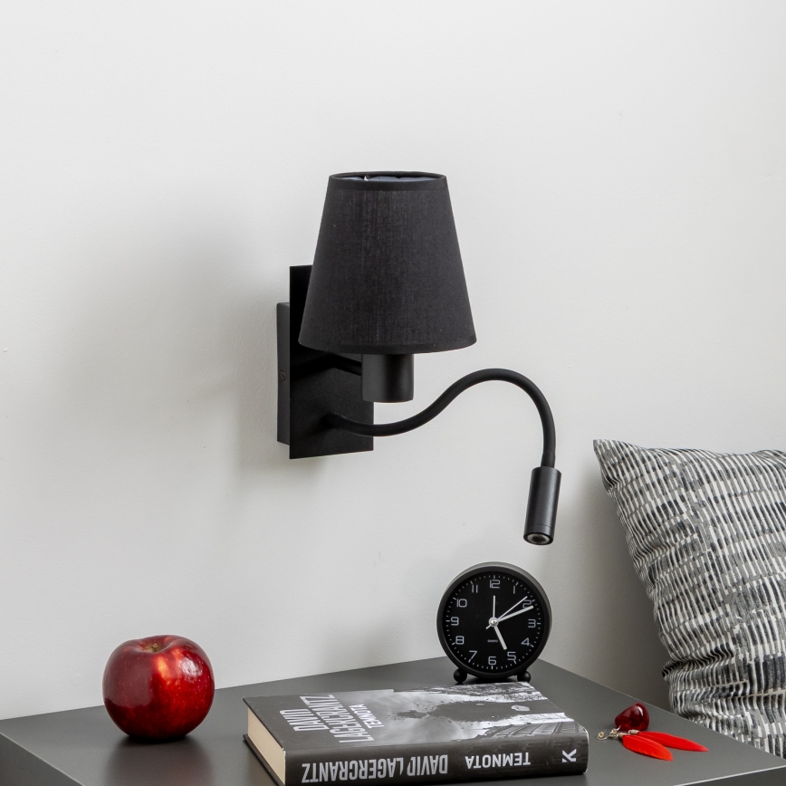 Brilagi - LED Candeeiro de parede flexível NUBILA 1xE27/25W/230V + LED/3W preto