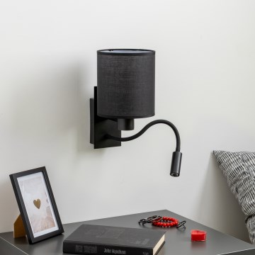 Brilagi - LED Candeeiro de parede flexível NUBILA 1xE27/25W/230V + LED/3W preto