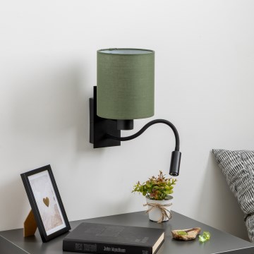 Brilagi - LED Candeeiro de parede flexível NUBILA 1xE27/25W/230V + LED/3W preto/verde