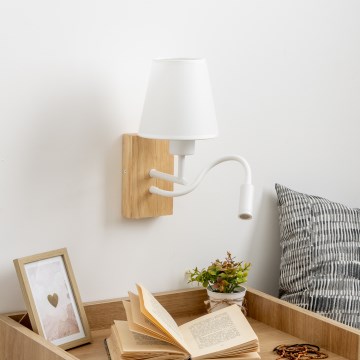 Brilagi - LED Candeeiro de parede flexível NUBILA WOOD 1xE27/25W/230V + LED/3W carvalho/branco