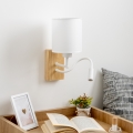 Brilagi - LED Candeeiro de parede flexível NUBILA WOOD 1xE27/25W/230V + LED/3W carvalho/branco