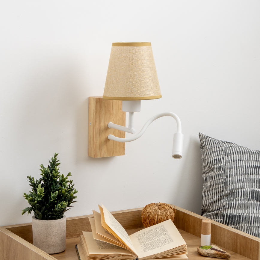 Brilagi - LED Candeeiro de parede flexível NUBILA WOOD 1xE27/25W/230V + LED/3W carvalho/castanho claro