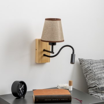 Brilagi - LED Candeeiro de parede flexível NUBILA WOOD 1xE27/25W/230V + LED/3W carvalho/castanho