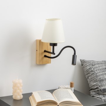 Brilagi - LED Candeeiro de parede flexível NUBILA WOOD 1xE27/25W/230V + LED/3W carvalho/creme