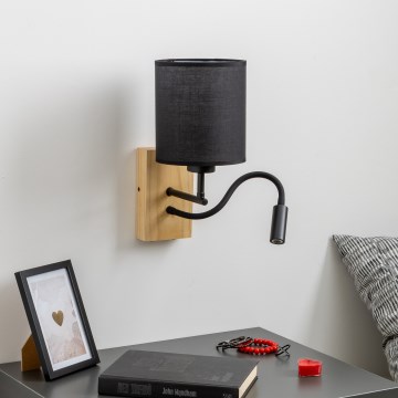 Brilagi - LED Candeeiro de parede flexível NUBILA WOOD 1xE27/25W/230V + LED/3W carvalho/preto