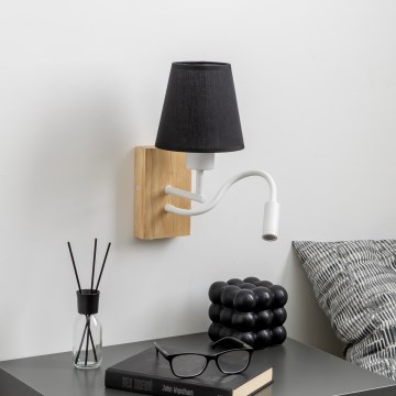 Brilagi - LED Candeeiro de parede flexível NUBILA WOOD 1xE27/25W/230V + LED/3W carvalho/preto