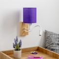 Brilagi - LED Candeeiro de parede flexível NUBILA WOOD 1xE27/25W/230V + LED/3W carvalho/roxo