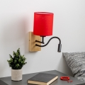 Brilagi - LED Candeeiro de parede flexível NUBILA WOOD 1xE27/25W/230V + LED/3W carvalho/vermelho
