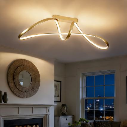 Brilagi - Candeeiro de teto LED dimerizável de montagem superficial TWISTER LED/60W/230V 3000-6000K dourado + controlo remoto