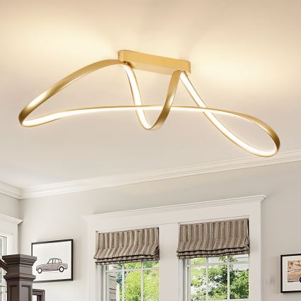 Brilagi - Candeeiro de teto LED dimerizável de montagem superficial TWISTER LED/60W/230V 3000-6000K dourado + controlo remoto