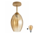 BRILAGI - LED Candeeiro de tecto de superfície RETRO GLASS 1xE27/60W/230V Ø 17 cm bege/bege fumê