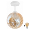 BRILAGI - LED candeeiro de tecto de superfície RETRO GLASS 1xE27/60W/230V Ø 17 cm branco/bege fumado